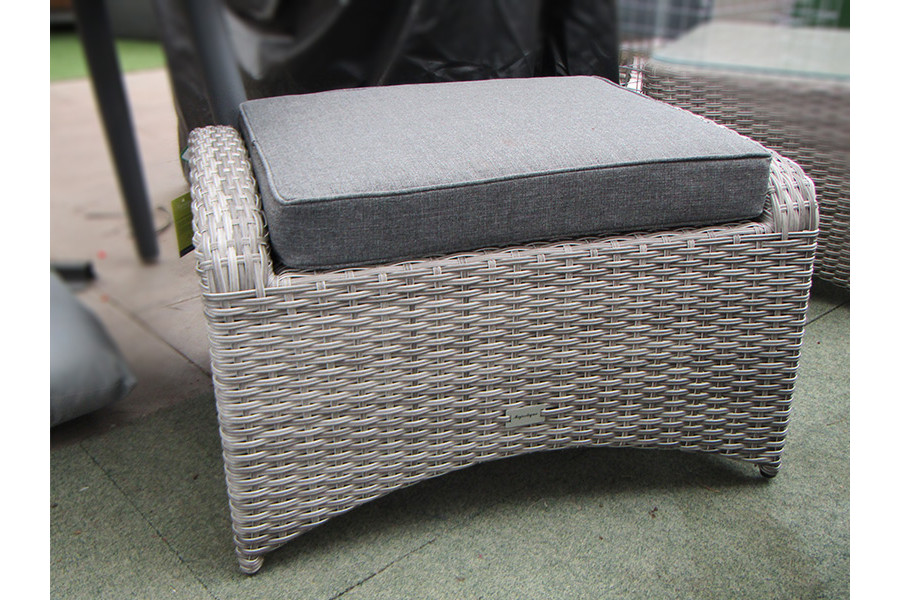 Rattan Ottoman in Silver Grey Sapcote Garden Centre